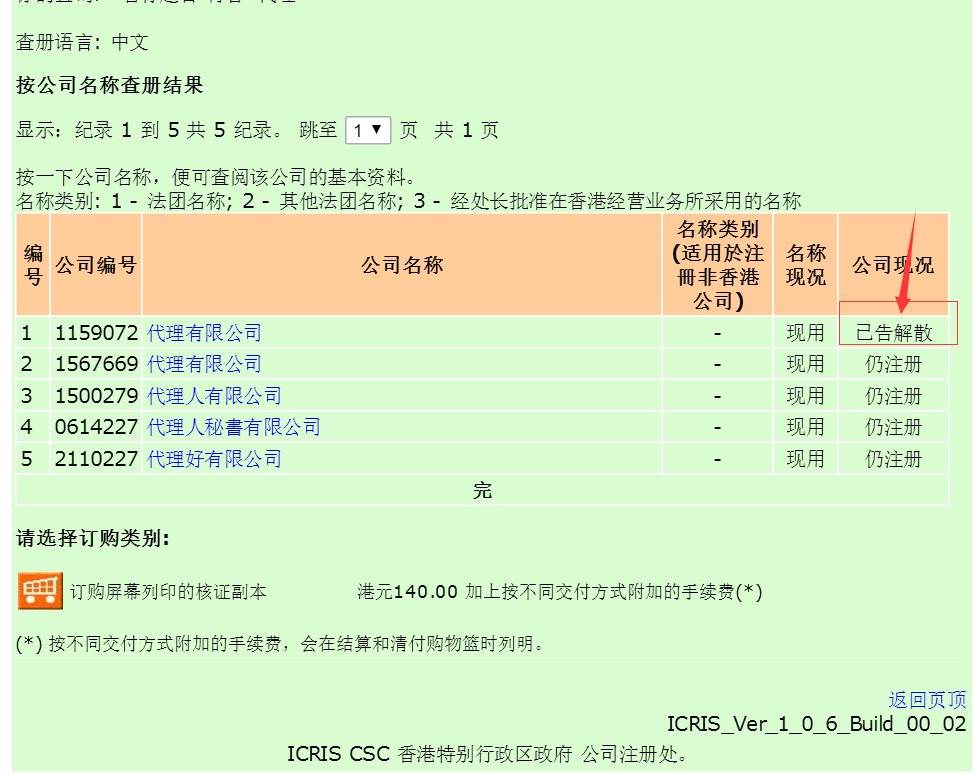 香港公司在冊(cè)情況